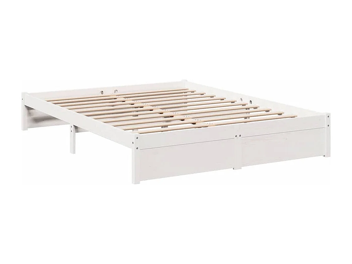 Cama con estantería sin colchón madera maciza blanca 160x200 cm