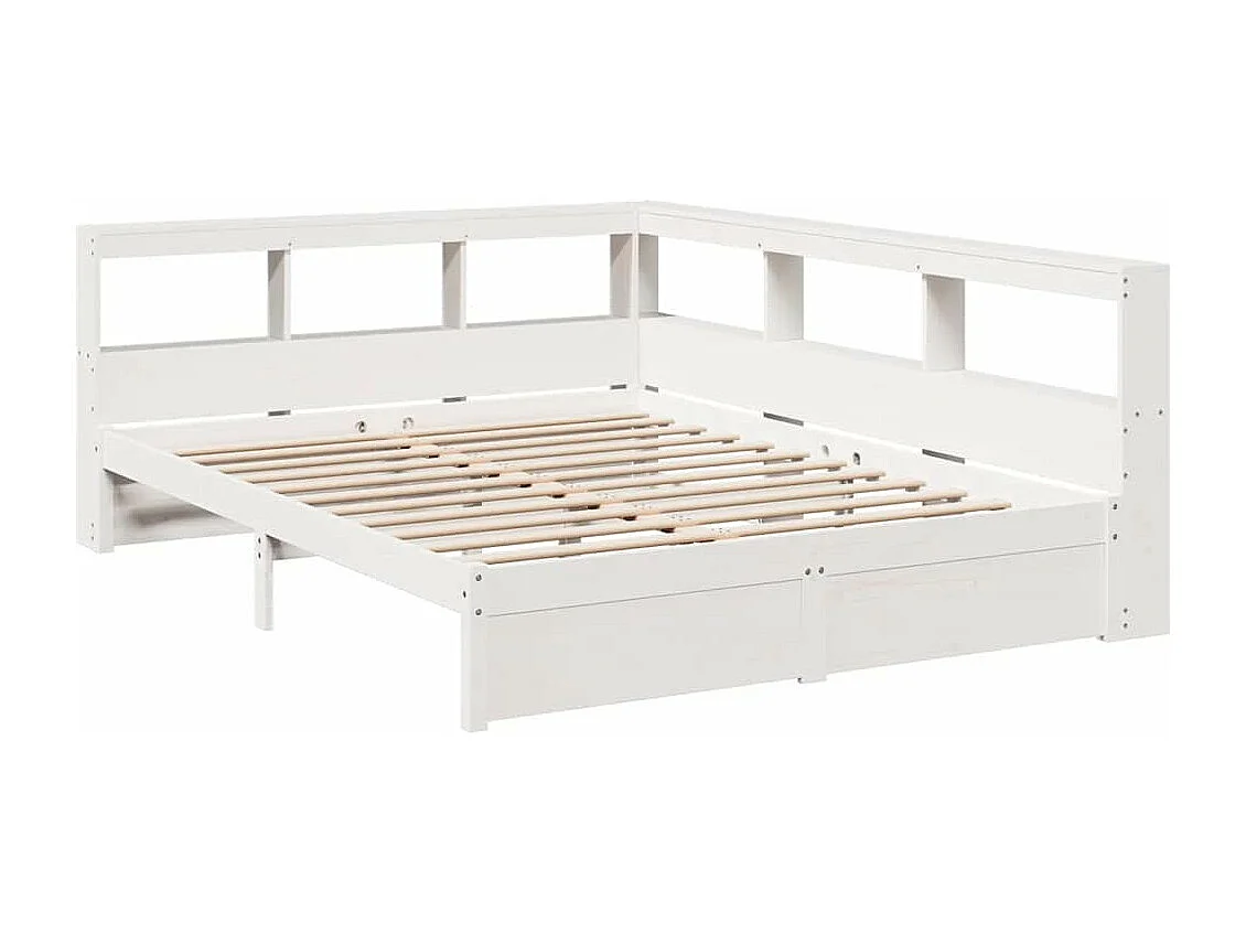 Lit bibliothèque sans matelas blanc 160x200 cm bois pin massif