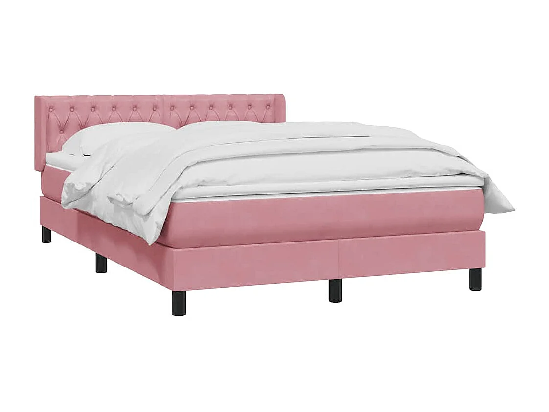 Sommier à lattes de lit avec matelas rose 140x220 cm velours