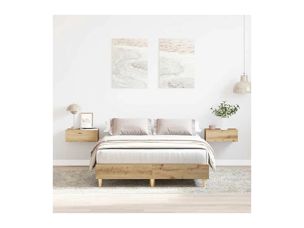 Cadre de lit sans matelas chêne artisanal 120x190 cm