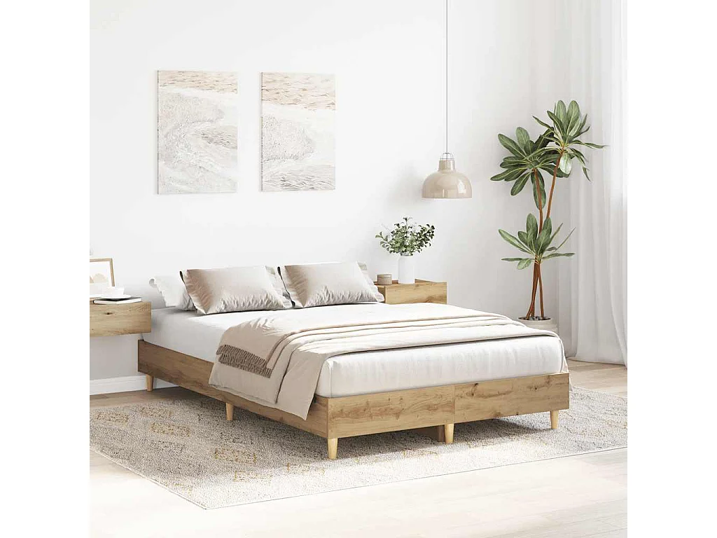 Cadre de lit sans matelas chêne artisanal 120x190 cm