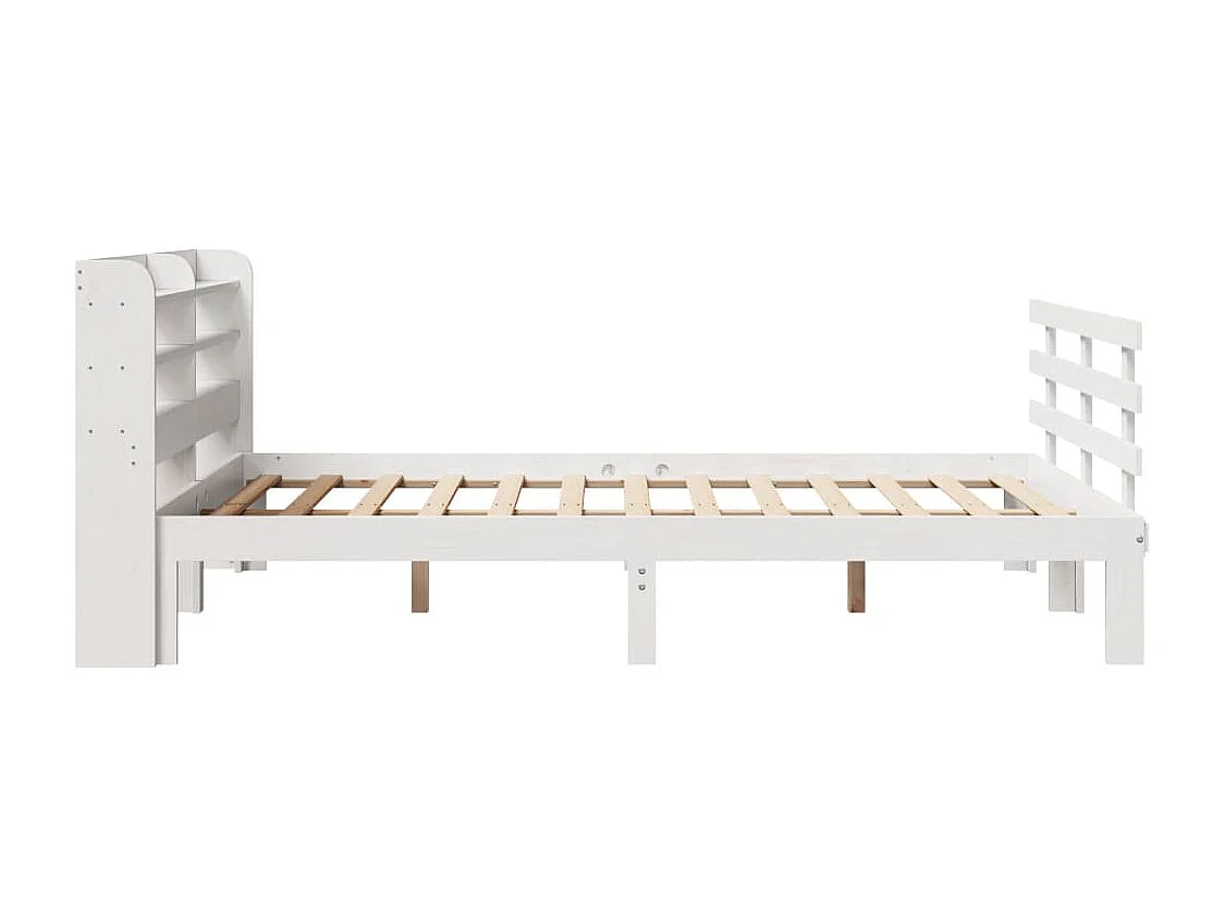 Bedframe met hoofdbord massief grenenhout wit 135x190 cm