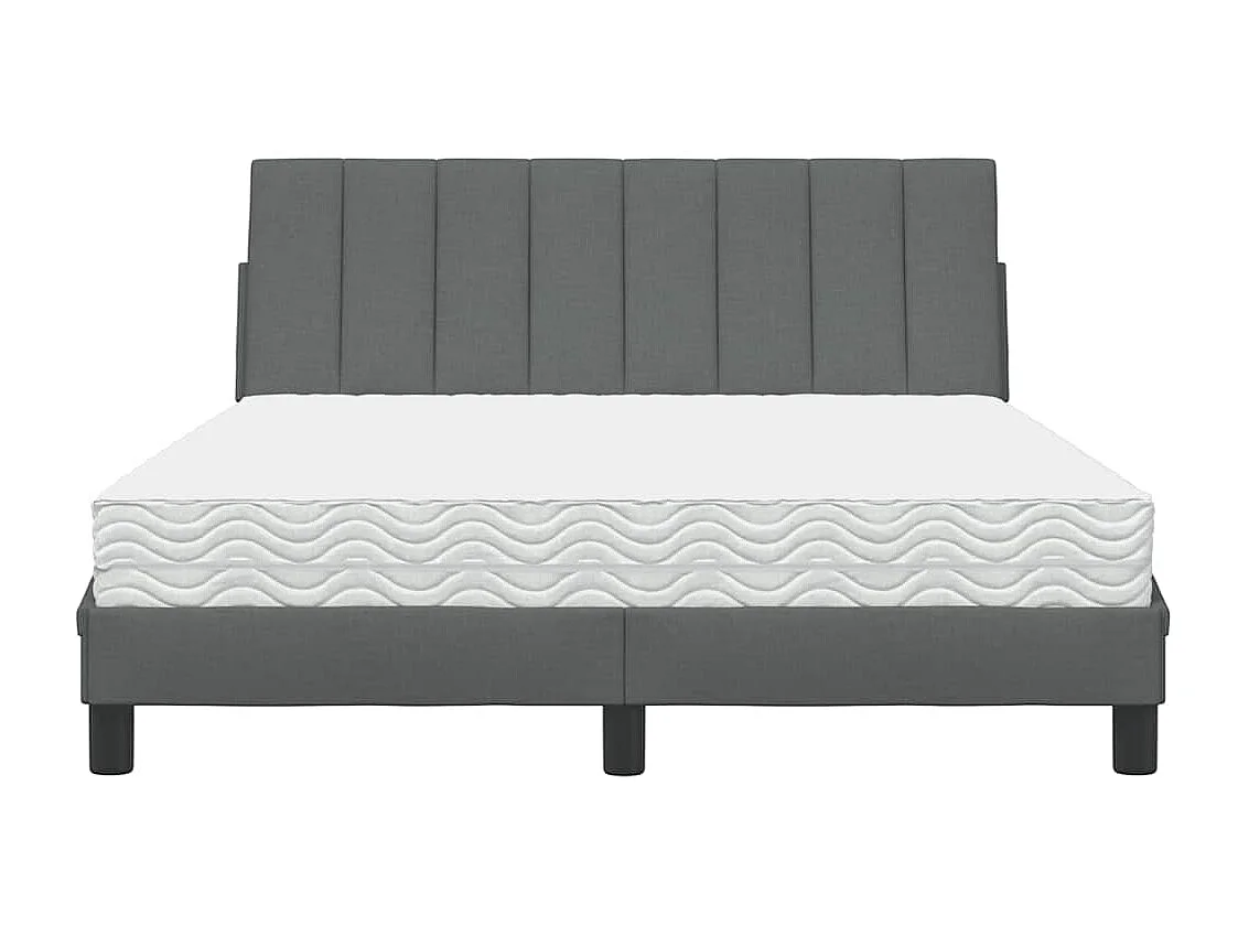 Cama con colchón tela gris oscuro 140x200 cm