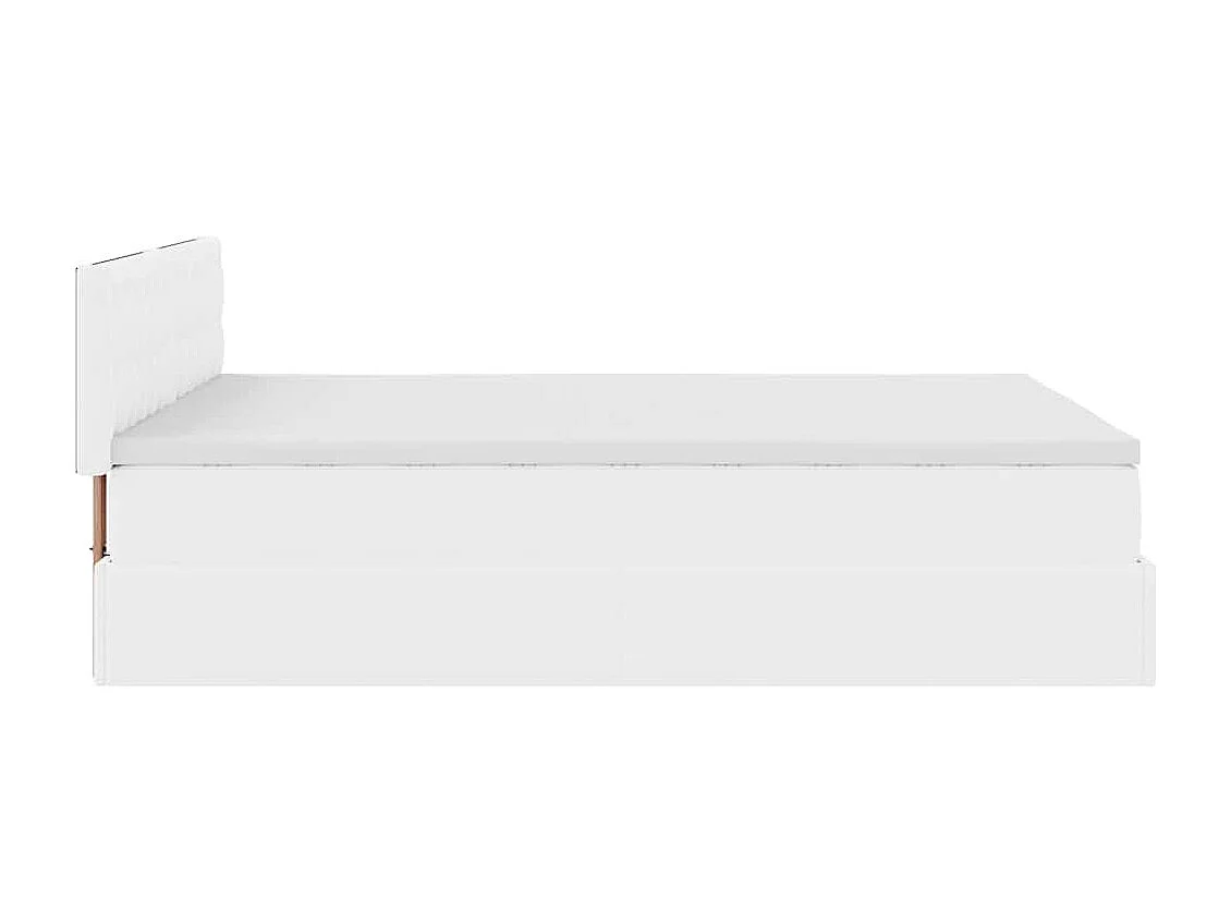 Cadre de lit ottoman avec matelas blanc 140x190 cm similicuir