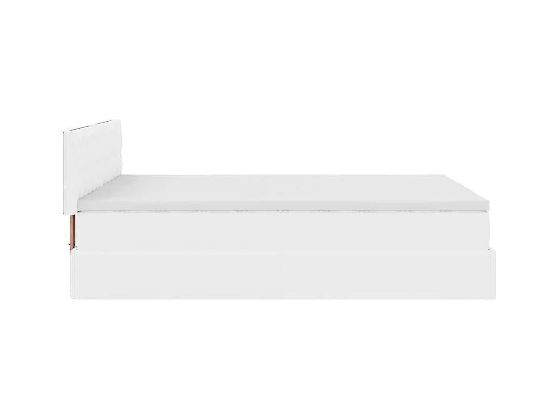 Cadre de lit ottoman avec matelas blanc 140x190 cm similicuir