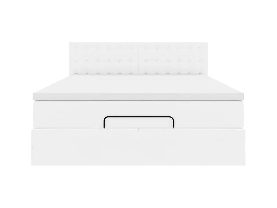 Cadre de lit ottoman avec matelas blanc 140x190 cm similicuir