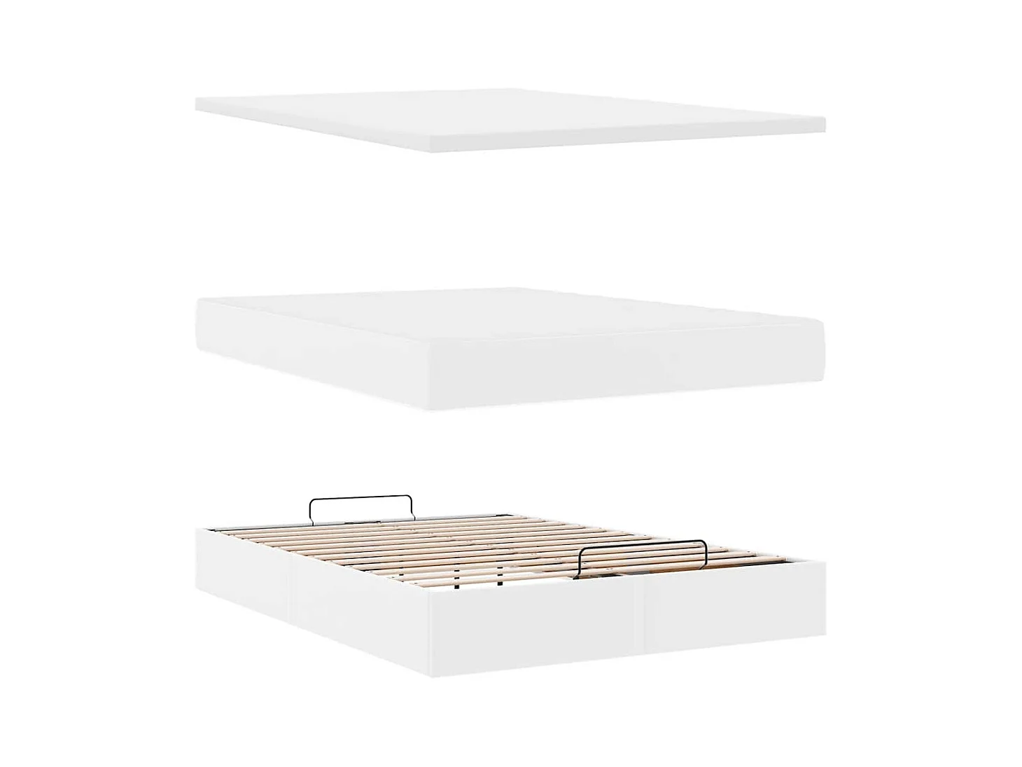 Cadre de lit ottoman avec matelas blanc 140x190 cm similicuir