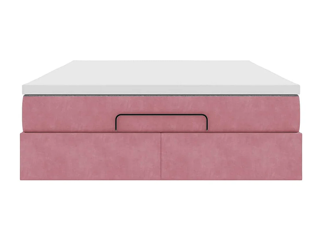 Estructura cama otomana colchón terciopelo rosa 140x200cm