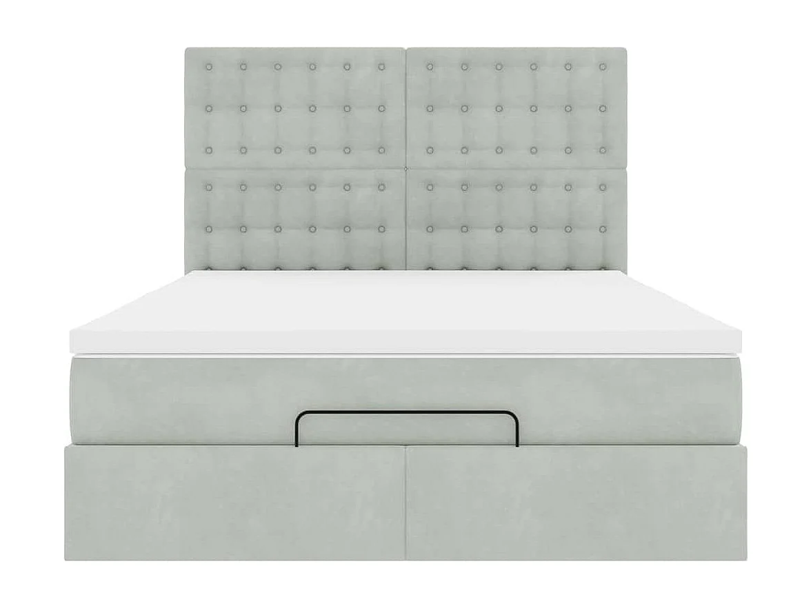 Estrutura de cama otomana com colchões 140x190cm cinzento claro