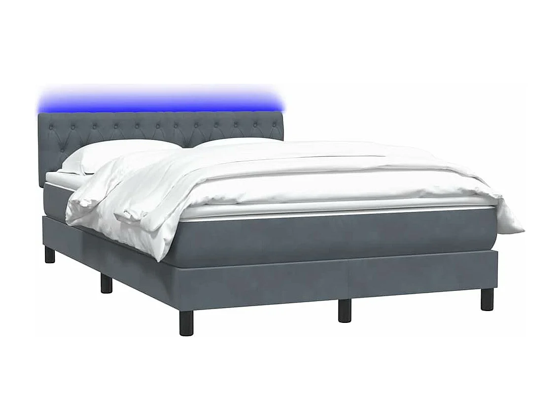 Cama box spring con colchón terciopelo gris oscuro 160x210 cm