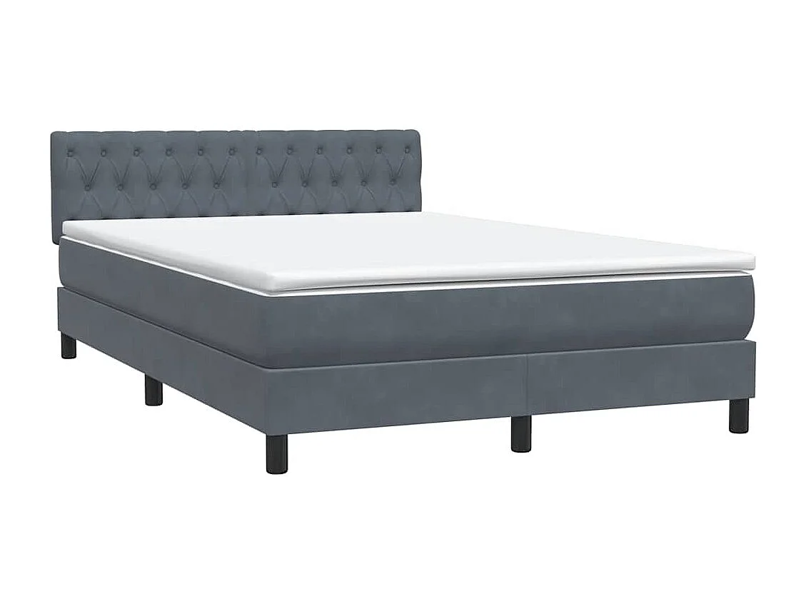 Cama box spring con colchón terciopelo gris oscuro 160x210 cm