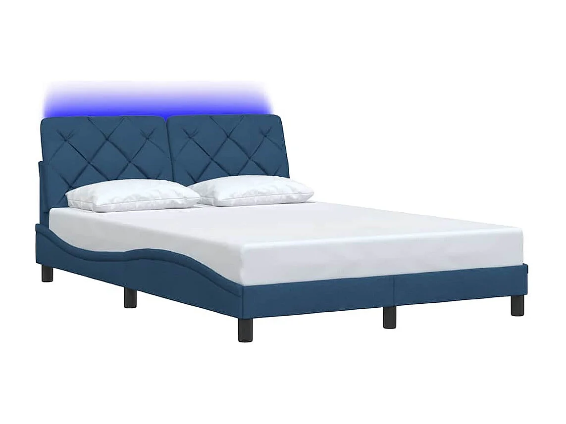 Cadre de lit avec LED sans matelas bleu 120x200 cm tissu