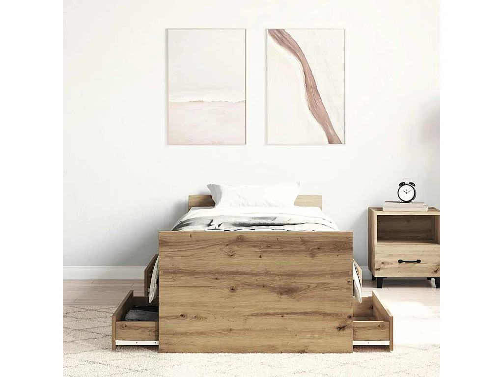 Cadre de lit sans matelas chêne artisanal 90x190 cm