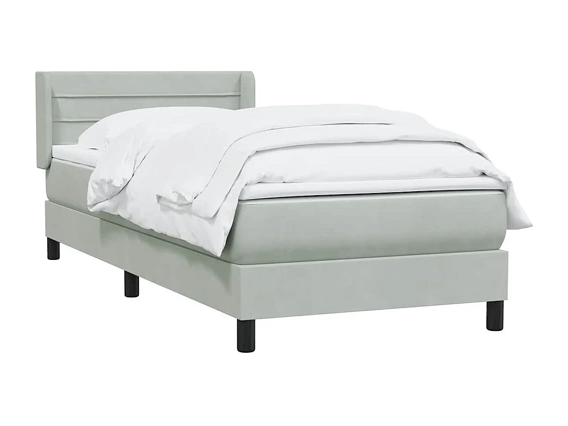 Cama com molas/colchão cinzento-claro 90x220 cm veludo
