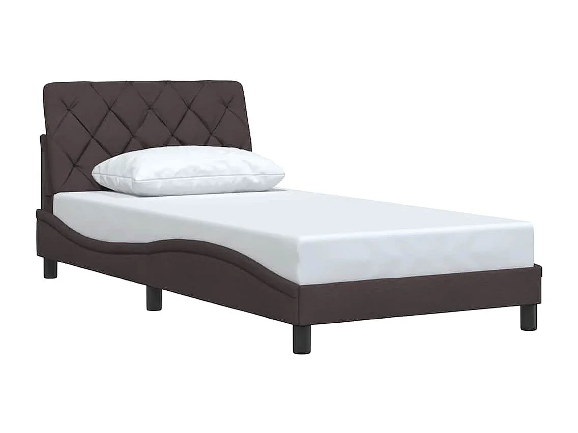 Cadre de lit sans matelas marron foncé 100x200 cm tissu