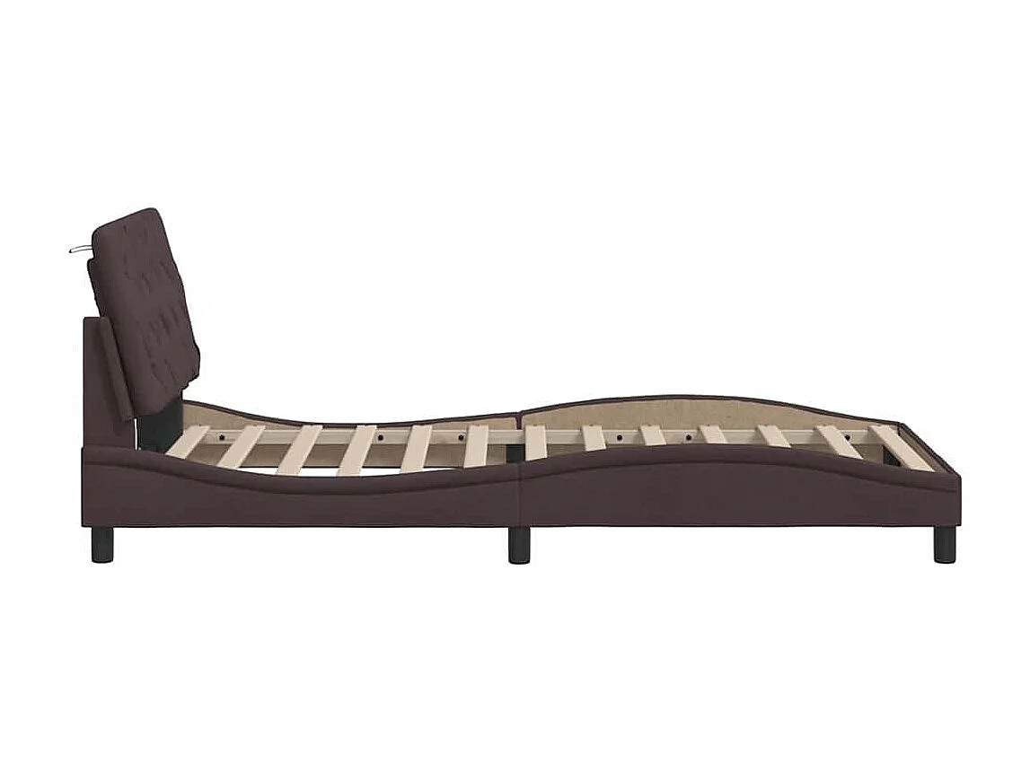 Cadre de lit sans matelas marron foncé 100x200 cm tissu