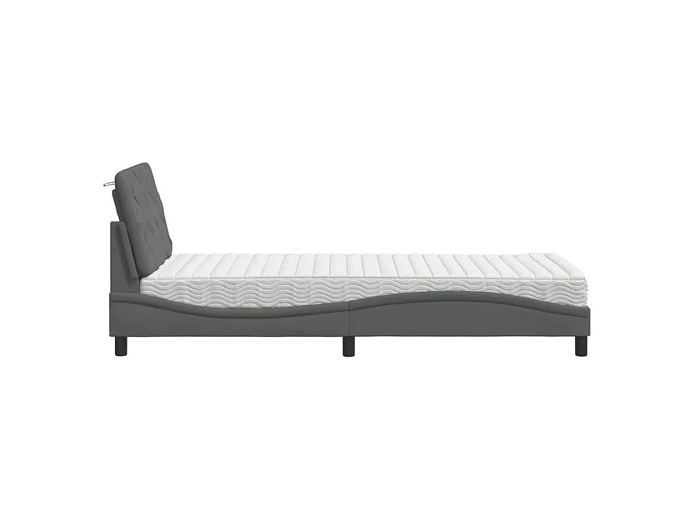 Lit avec matelas gris foncé 90x190 cm tissu