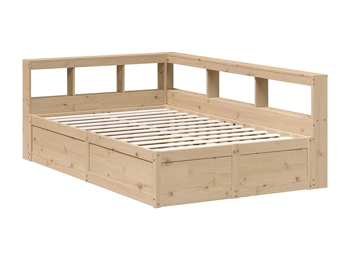 Cama con estantería sin colchón madera maciza de pino 140x190cm