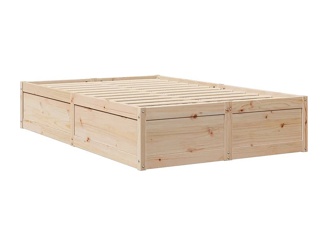 Cama con estantería sin colchón madera maciza de pino 140x190cm