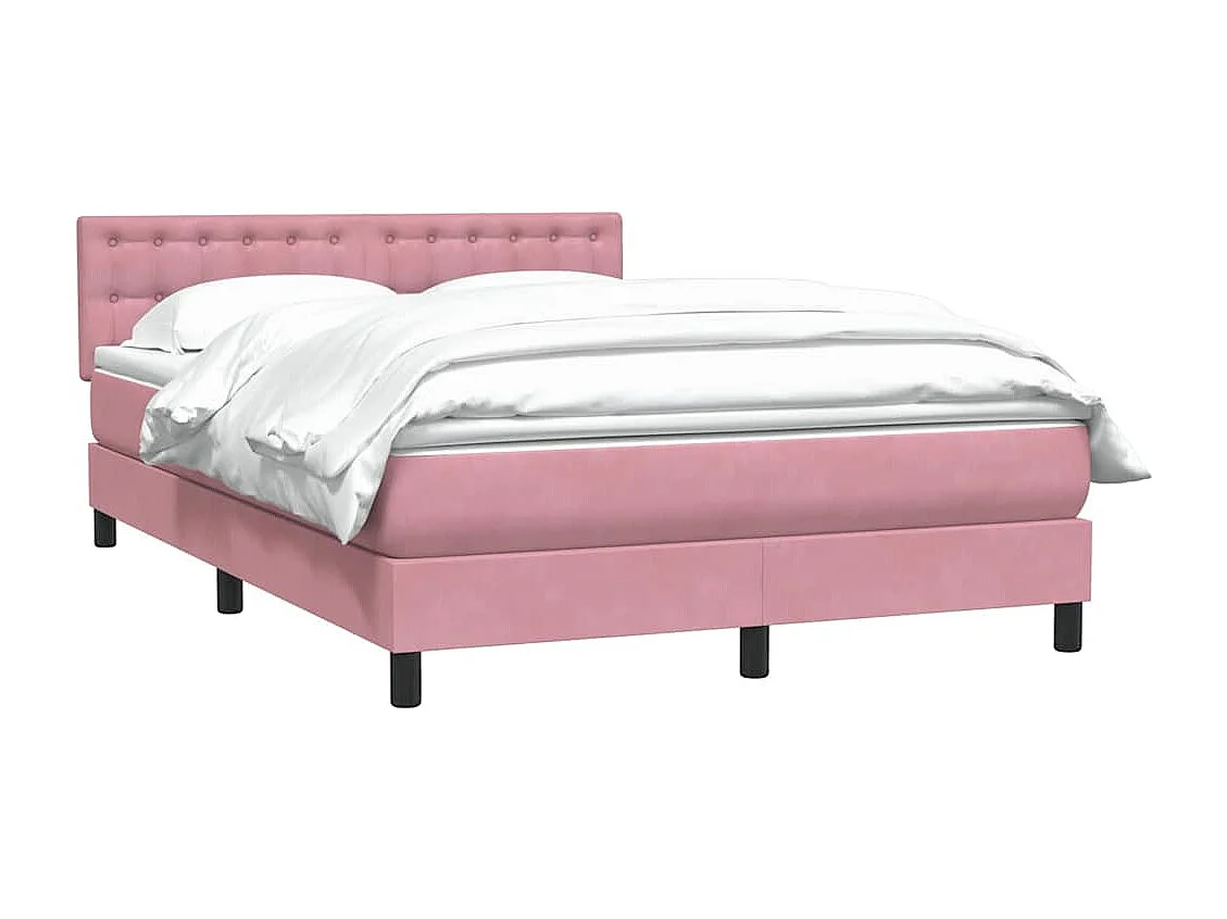 Boxspring met matras fluweel roze 140x210 cm
