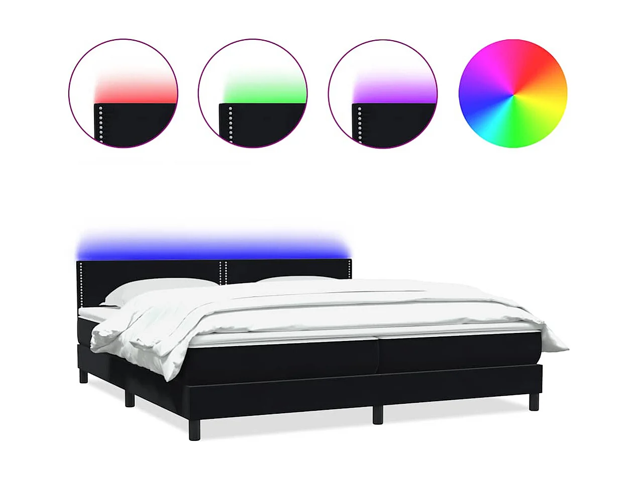 Sommier à lattes de lit avec matelas noir 180x210 cm velours