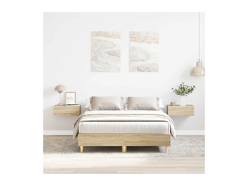 Cadre de lit sans matelas chêne sonoma 135x190 cm
