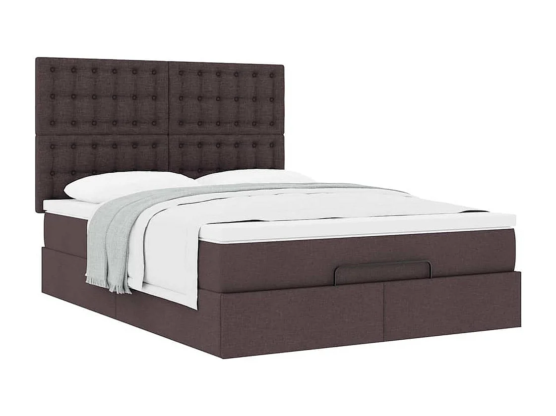 Estructura cama otomana colchón tela marrón oscuro 140x190cm