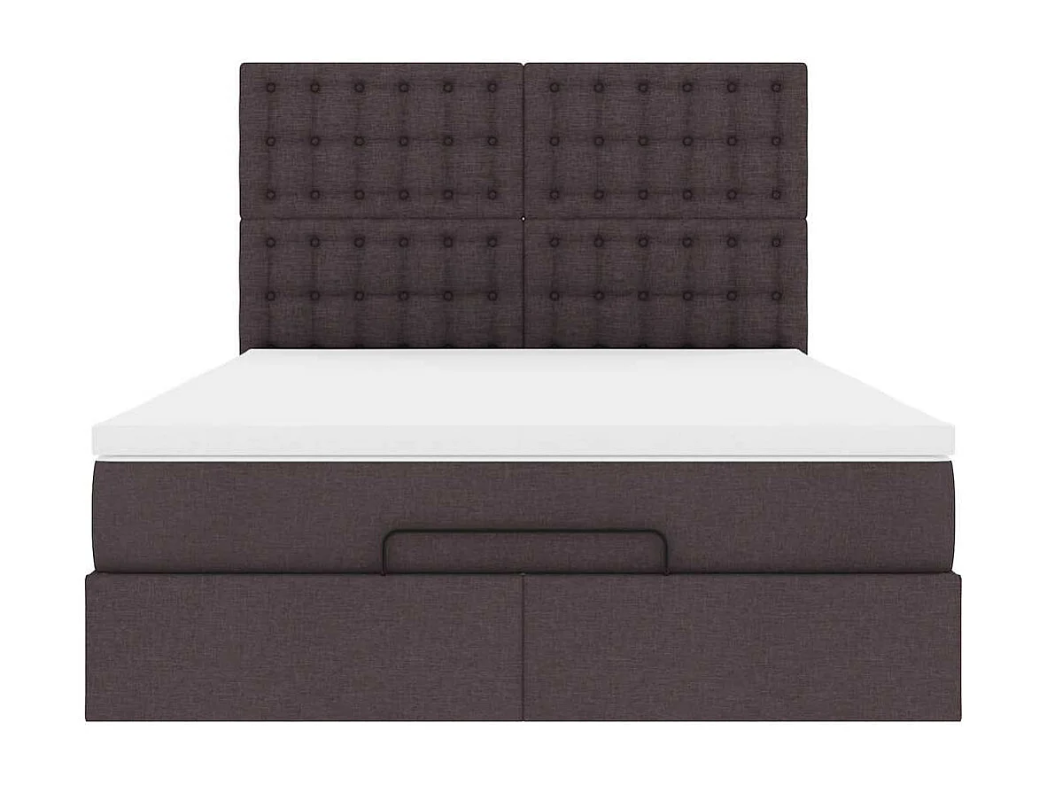 Estructura cama otomana colchón tela marrón oscuro 140x190cm