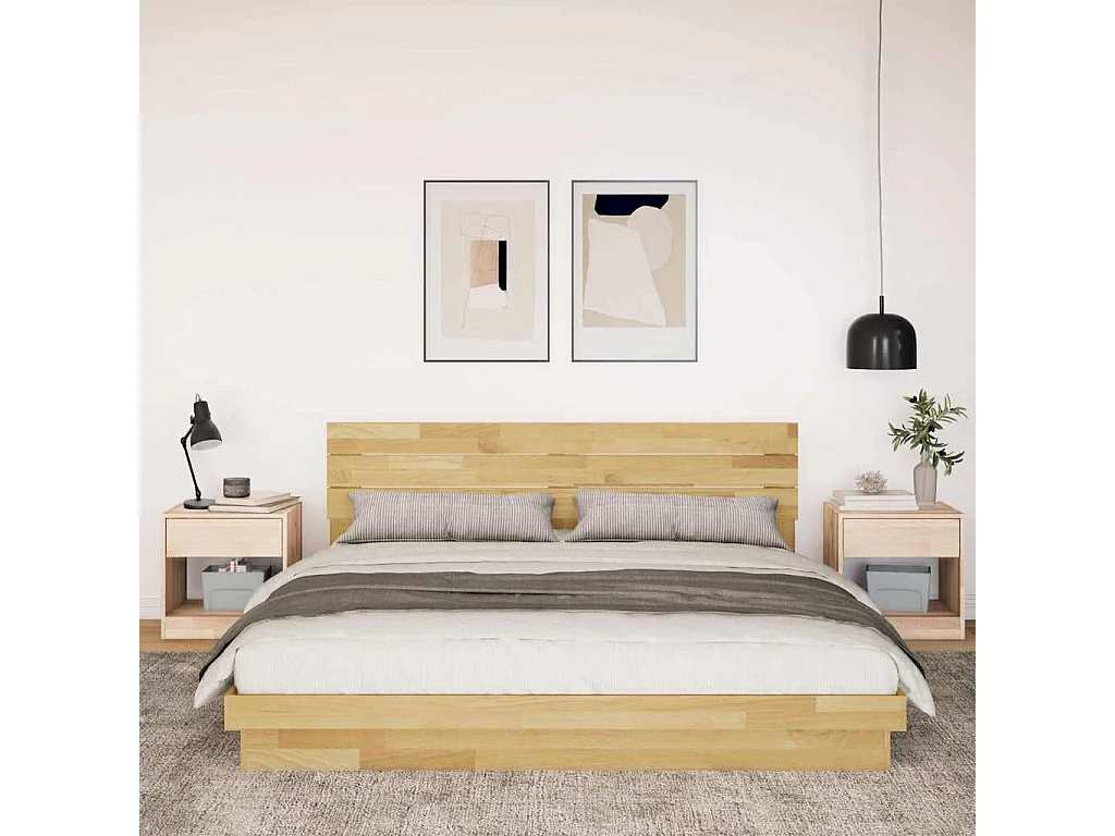 Estrutura cama cabeceira sem colchão 180x200 cm maciça carvalho