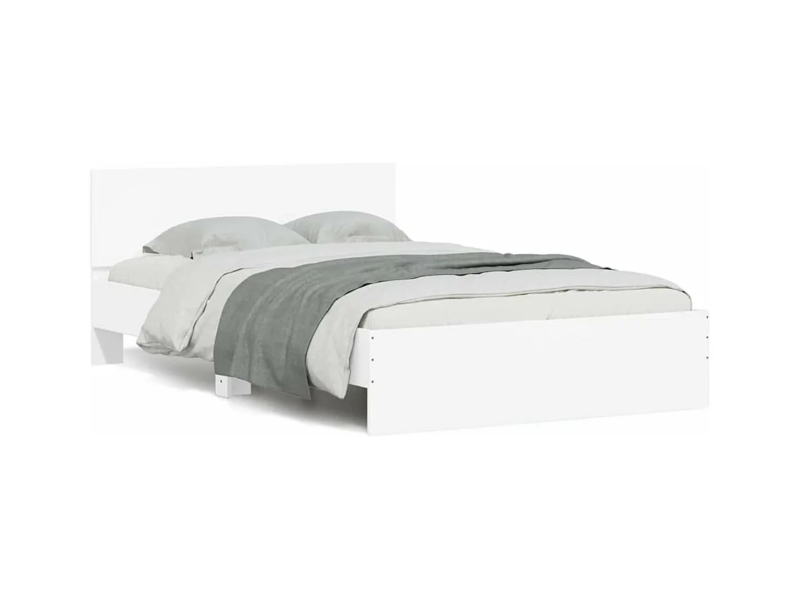 Cadre de lit avec tête de lit et LED blanc 120x190 cm