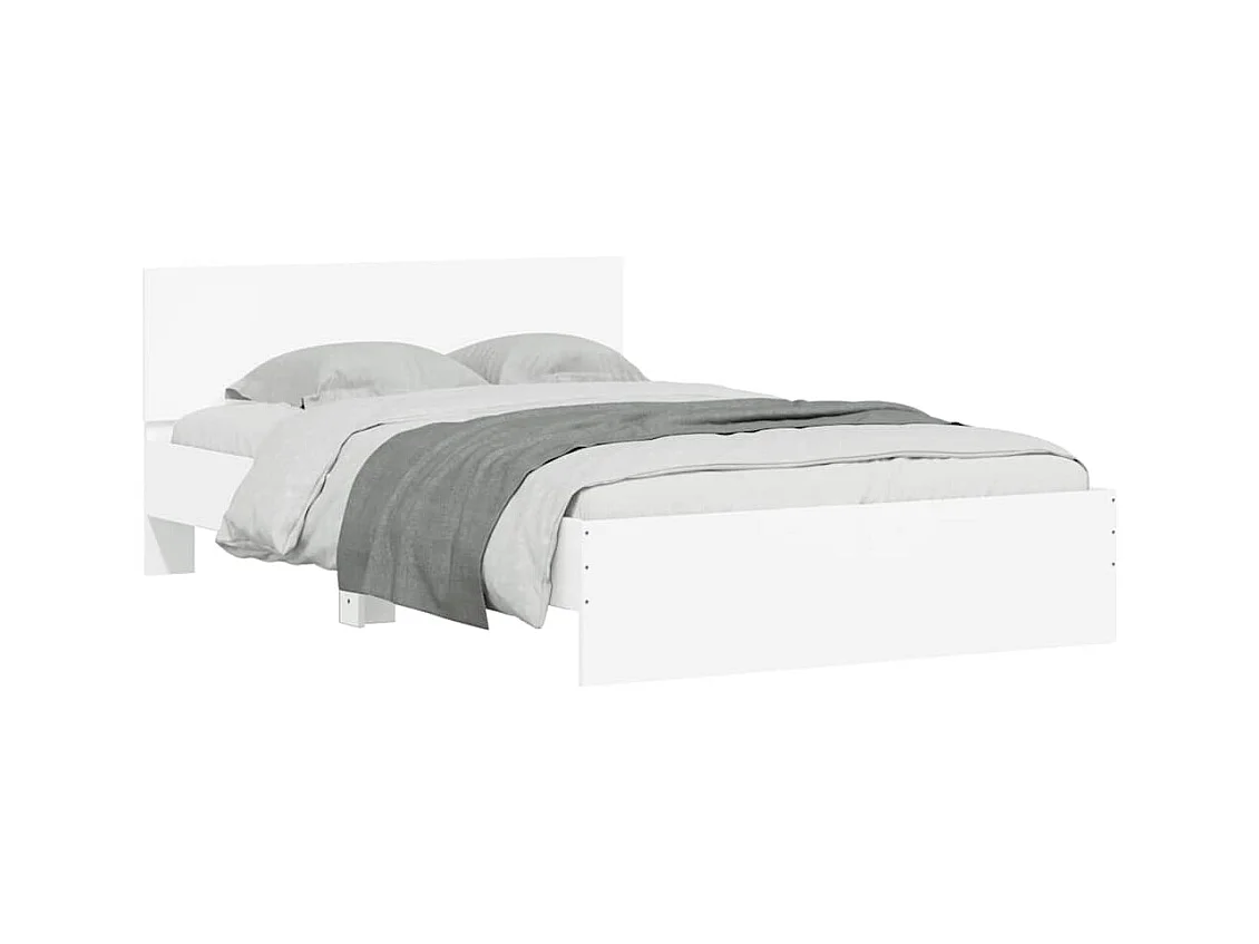 Estrutura de cama com cabeceira e luzes LED 120x190 cm branco