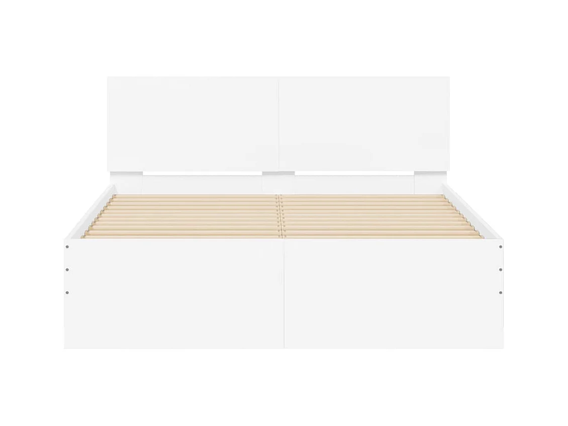 Estrutura de cama com cabeceira e luzes LED 120x190 cm branco
