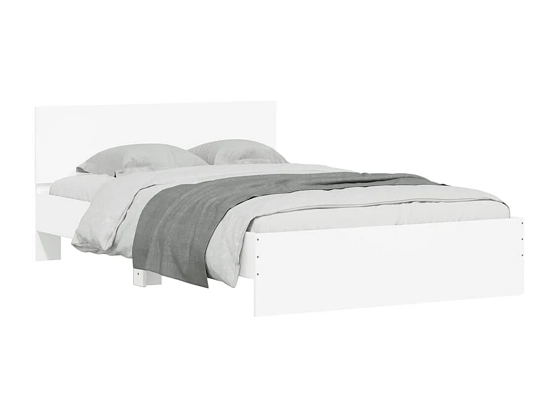 Estrutura de cama com cabeceira e luzes LED 120x190 cm branco