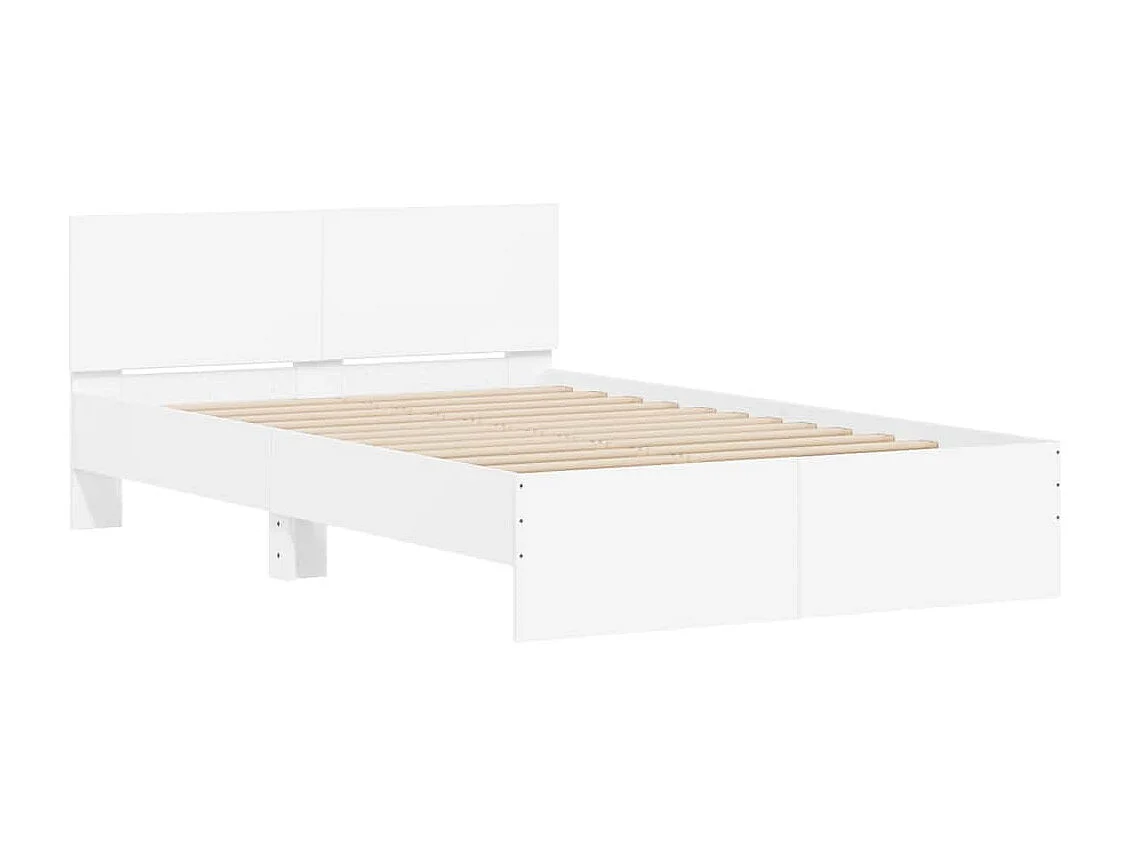 Estrutura de cama com cabeceira e luzes LED 120x190 cm branco