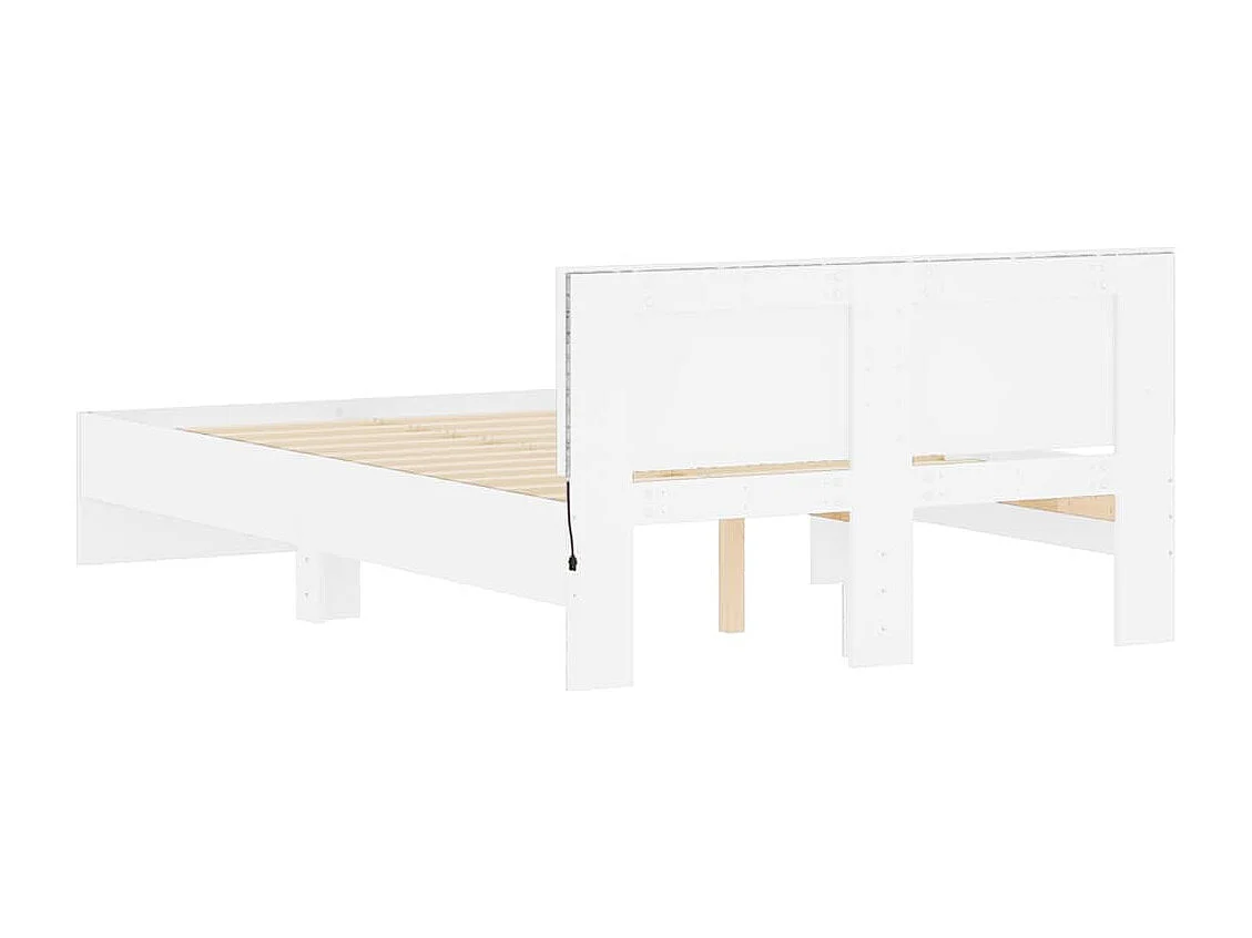 Estrutura de cama com cabeceira e luzes LED 120x190 cm branco