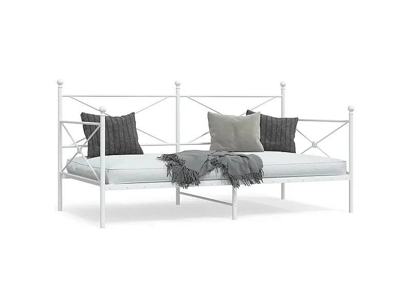 Lit de jour sans matelas blanc 100x190 cm acier