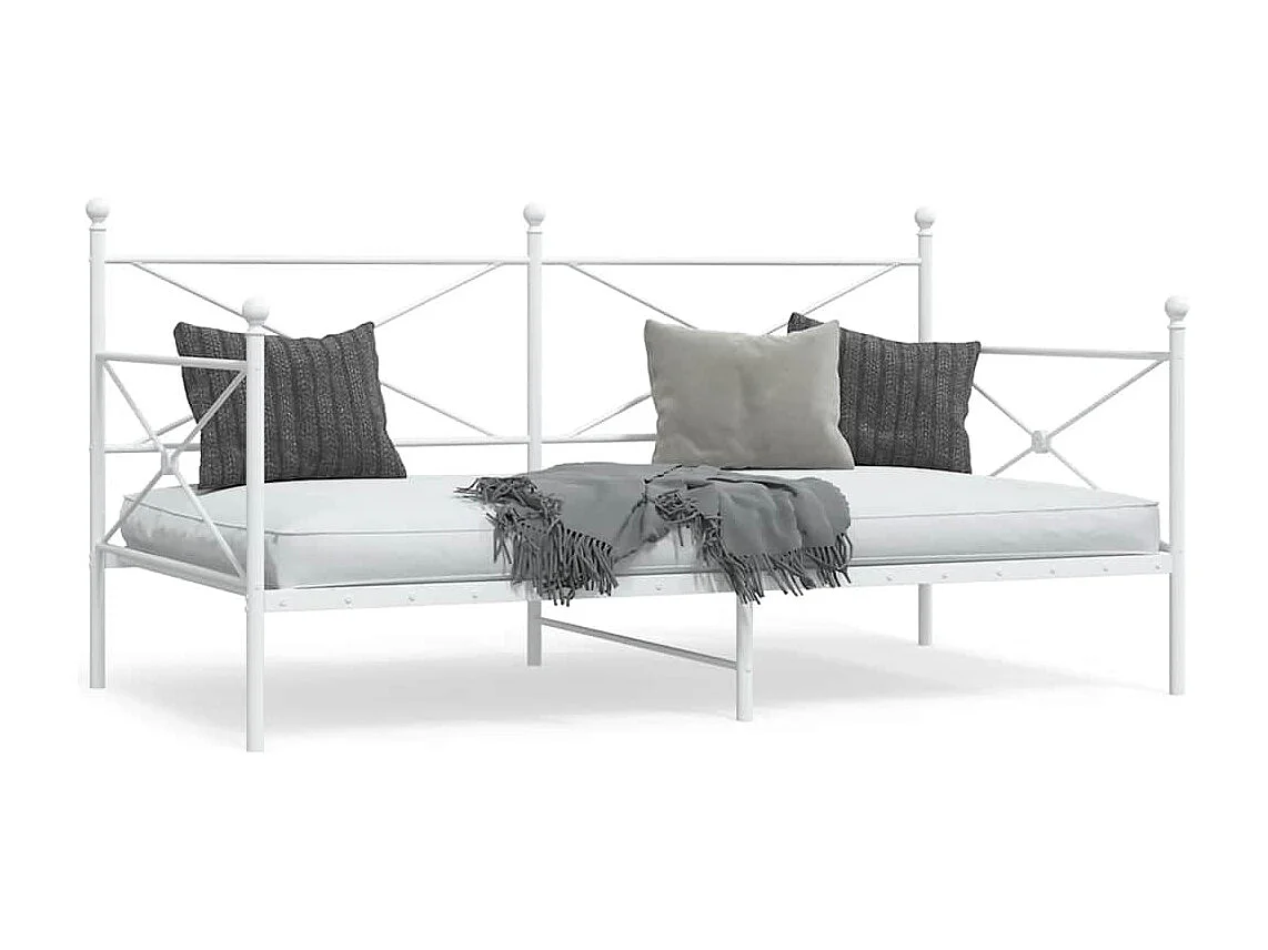 Lit de jour sans matelas blanc 100x190 cm acier