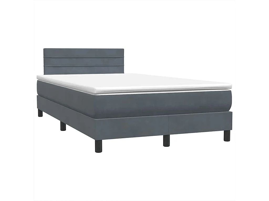Cama boxspring com colchão 120x220 cm veludo cinzento-escuro