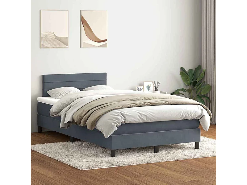 Cama boxspring com colchão 120x220 cm veludo cinzento-escuro