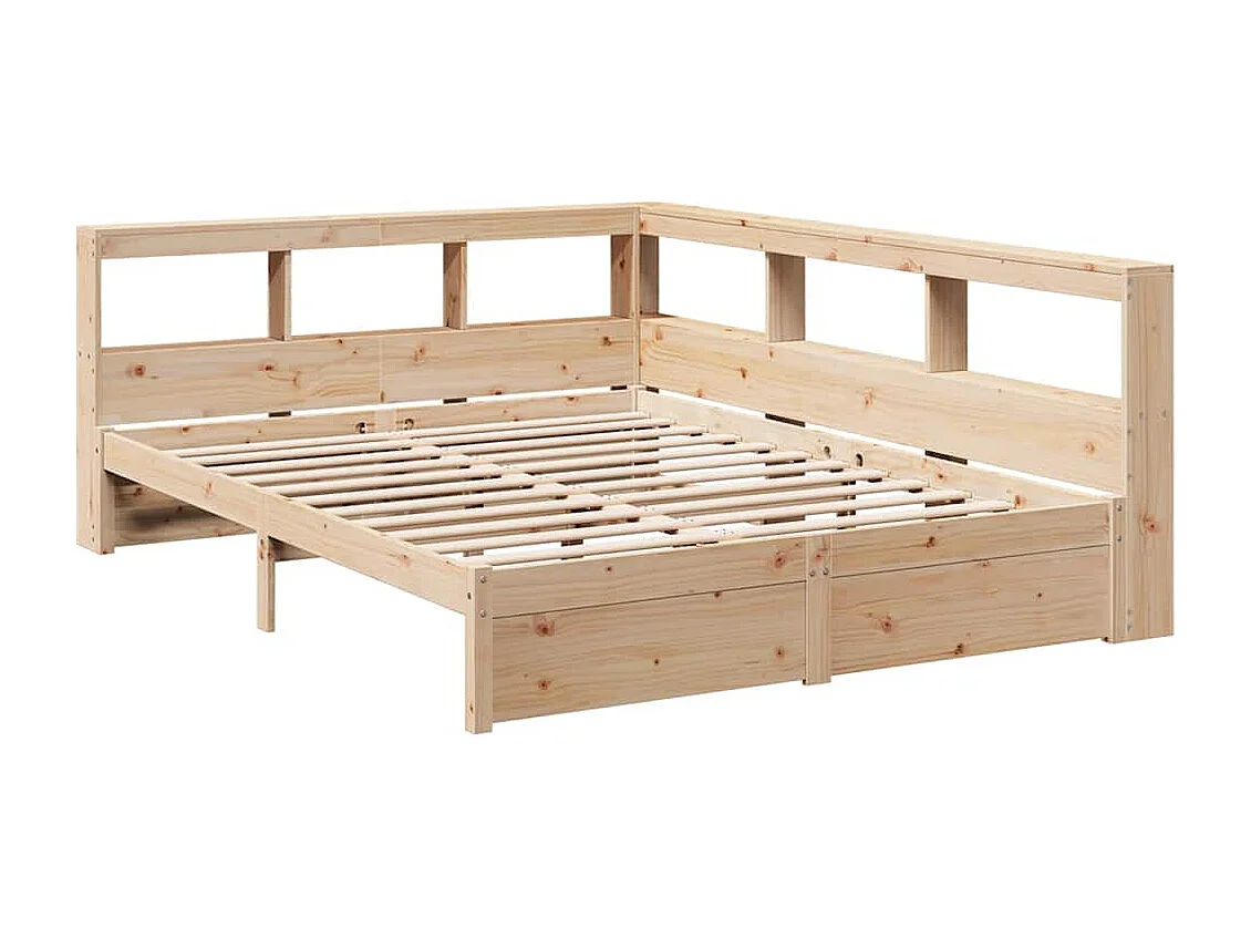 Lit bibliothèque sans matelas 140x200 cm bois massif de pin