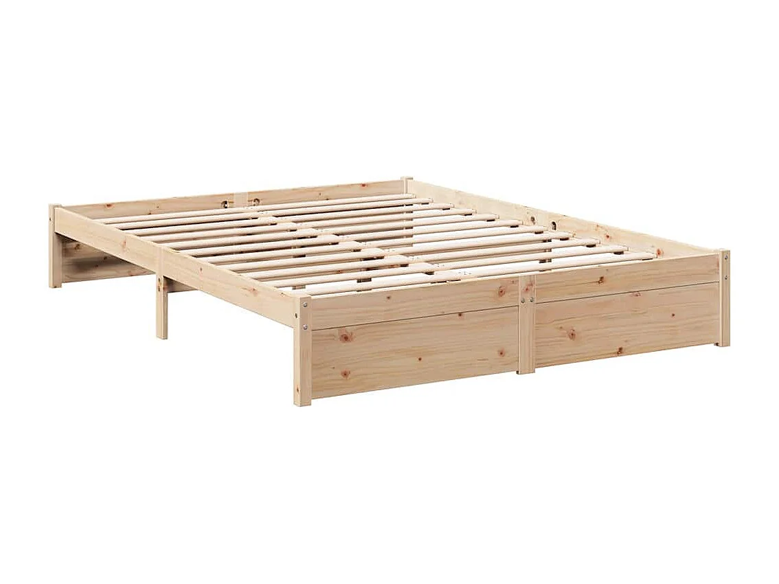 Lit bibliothèque sans matelas 140x200 cm bois massif de pin