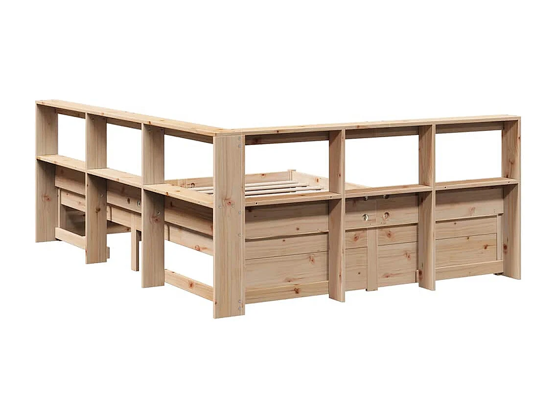 Lit bibliothèque sans matelas 140x200 cm bois massif de pin