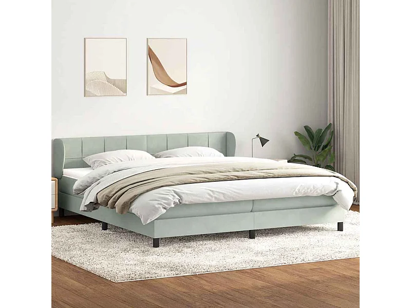 Cama com molas/colchões 180x210 cm veludo cinzento-claro