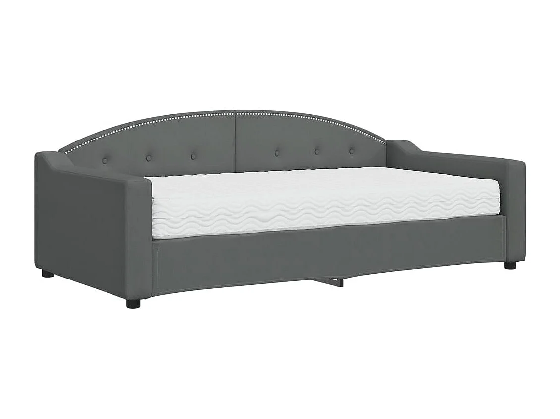 Sofá-cama com colchão 90x190 cm tecido cinzento-escuro