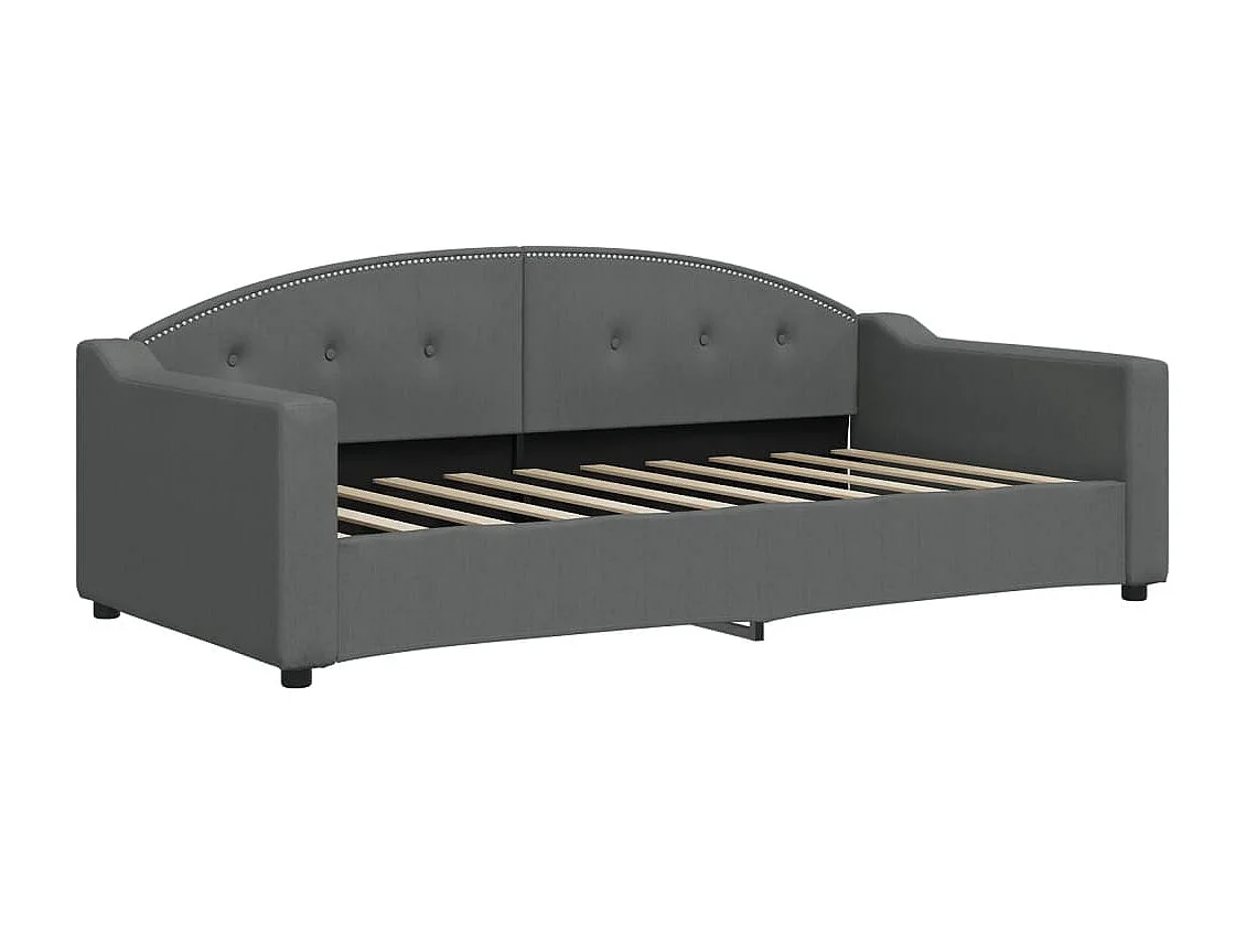 Sofá-cama com colchão 90x190 cm tecido cinzento-escuro