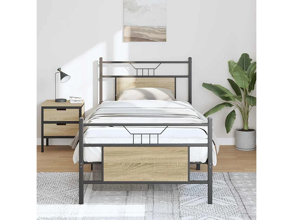 Cadre de lit sans matelas chêne sonoma 90x190 cm