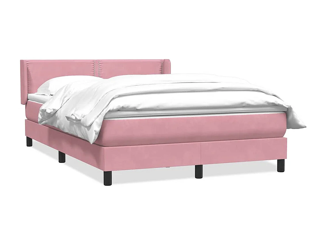 Sommier à lattes de lit avec matelas rose 160x220 cm velours