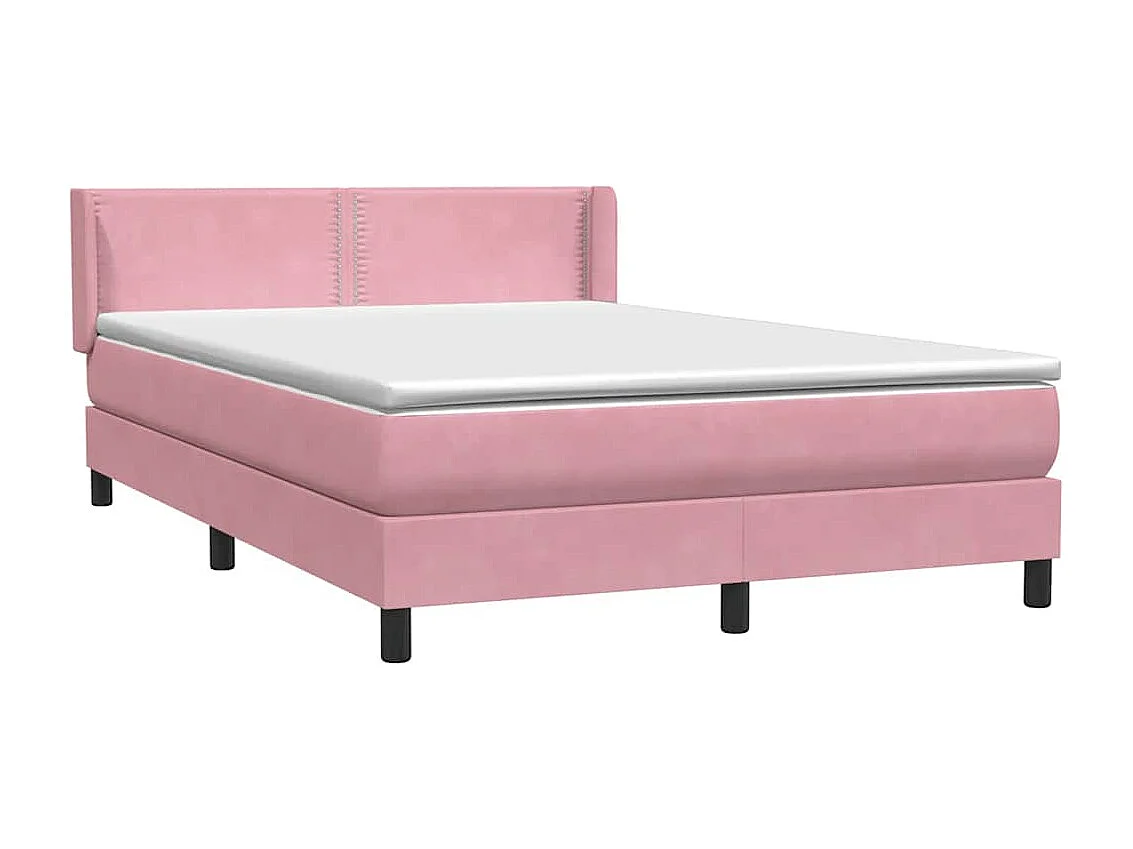 Sommier à lattes de lit avec matelas rose 160x220 cm velours