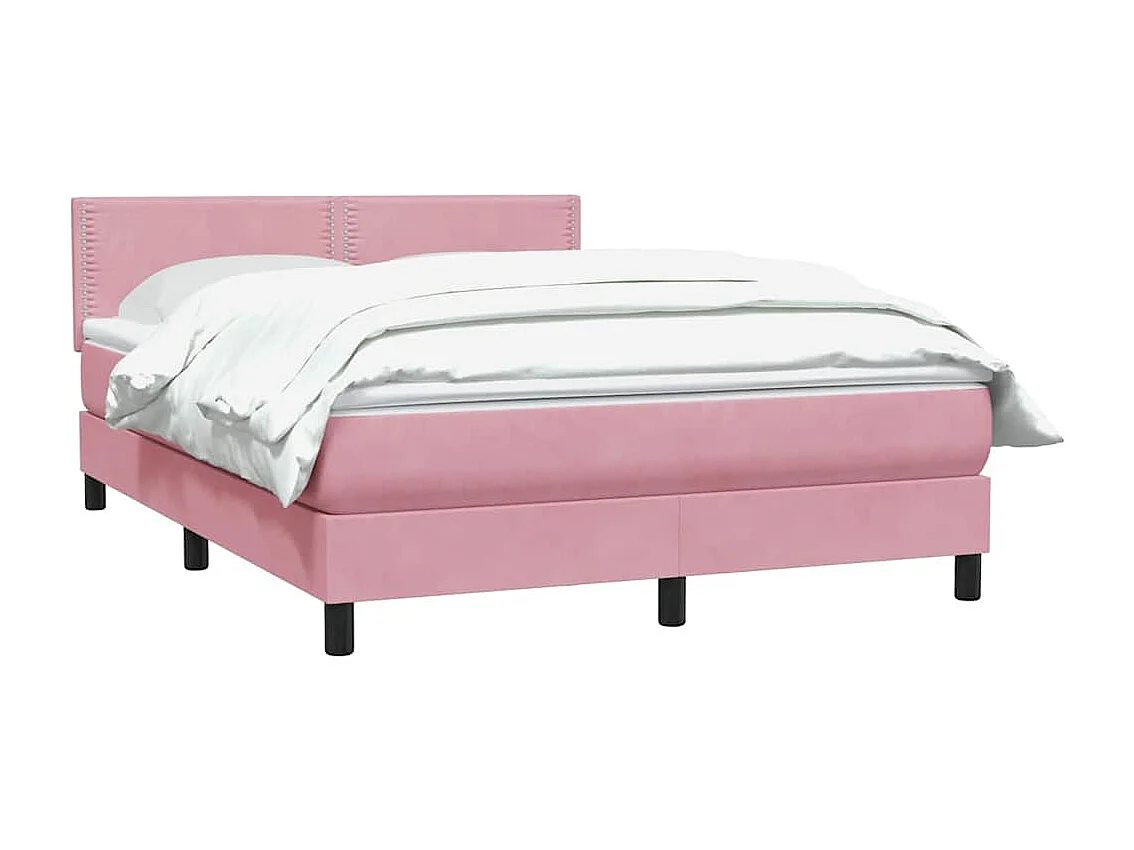 Cama box spring com colchão 160x210 cm veludo rosa