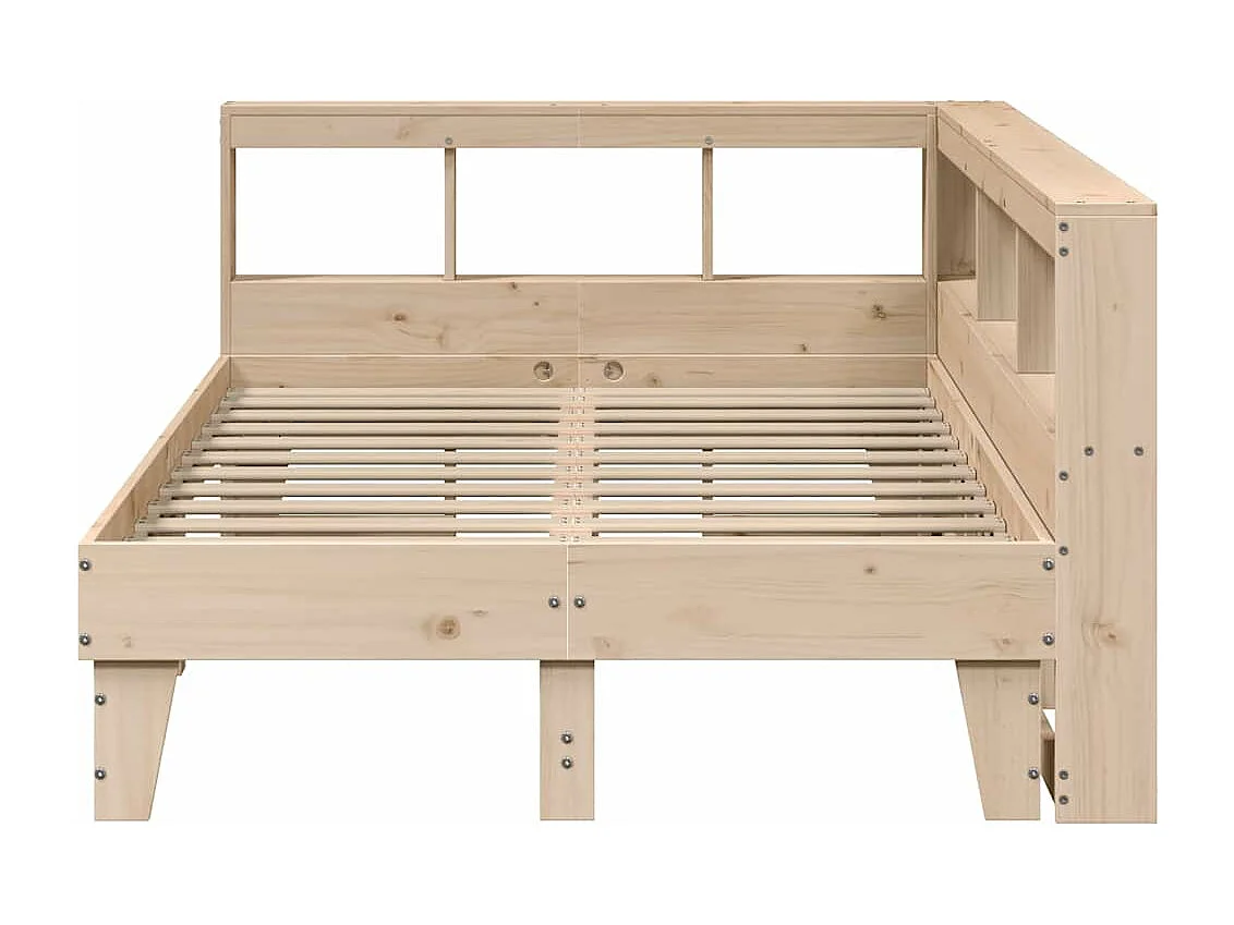 Lit bibliothèque sans matelas 135x190 cm bois de pin massif